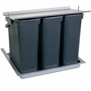 BASIC STANDARD MAXI - ZESTAW POJEMNIKÓW 600/ wys. 420/ 3x20 l/ z pokrywą kosz do szafki 600 z trzema pojemnikami i pokrywą mocowaną do korpusu szafki