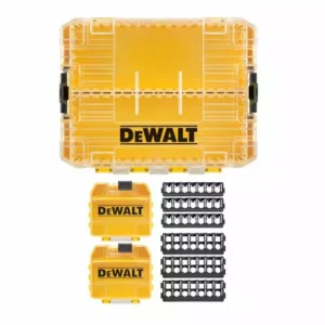 Średnia skrzynka Medium Tough Case+ DeWALT [DT70803-QZ] z 2 pudełkami Small Bulk Storage i 6 uchwytami na końcówki
